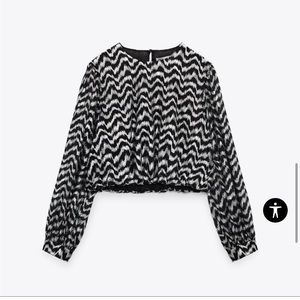 Zara NWT medium blouse with silver design